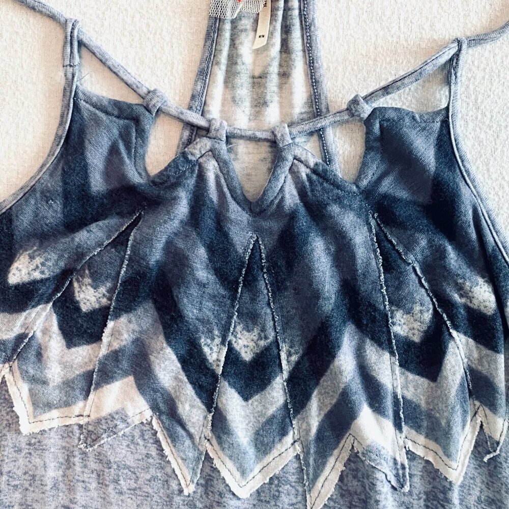 Free People top Women's Small blue spaghetti straps boho festival weekend casual - Picture 4 of 13